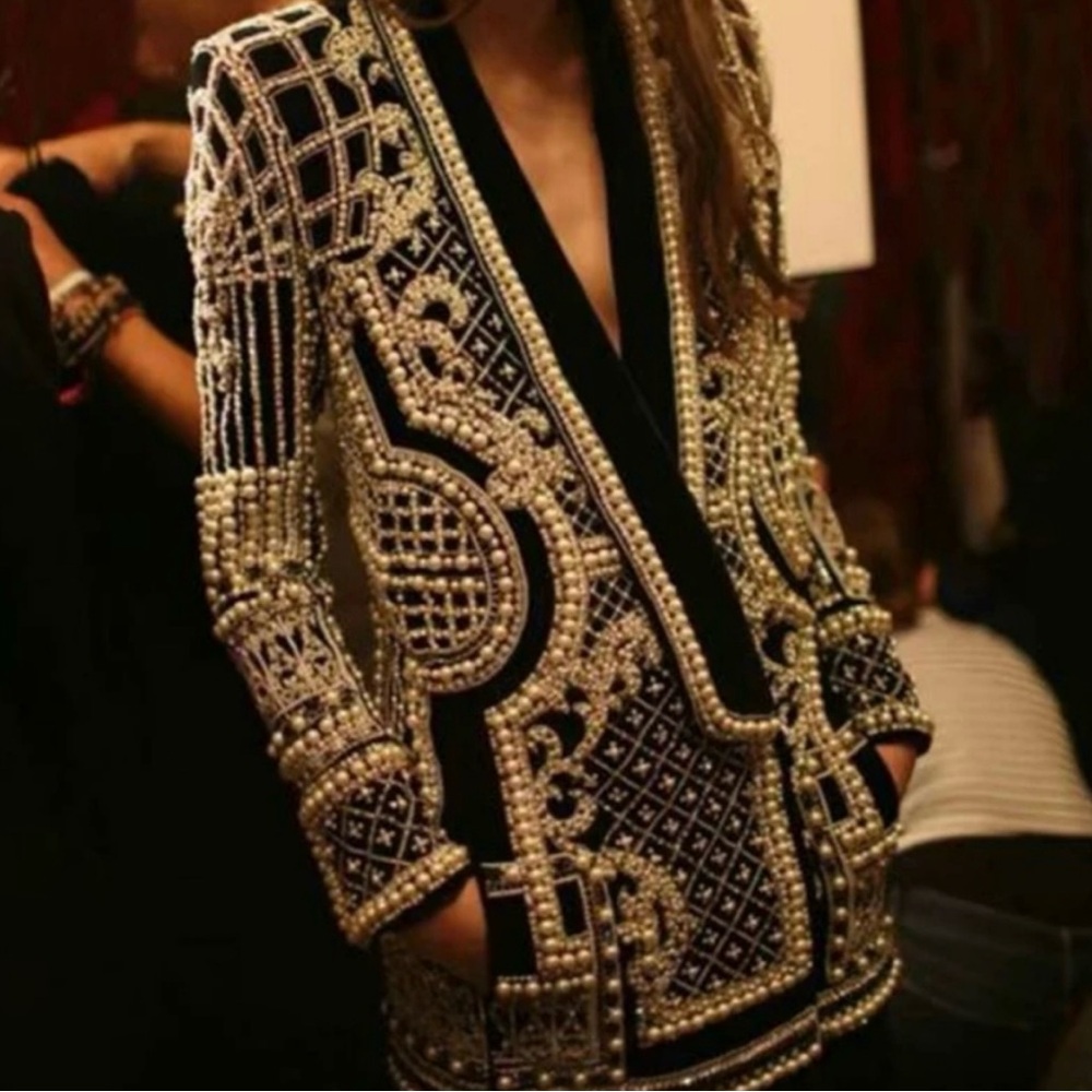 Embellished Black and Gold Women's Jacket